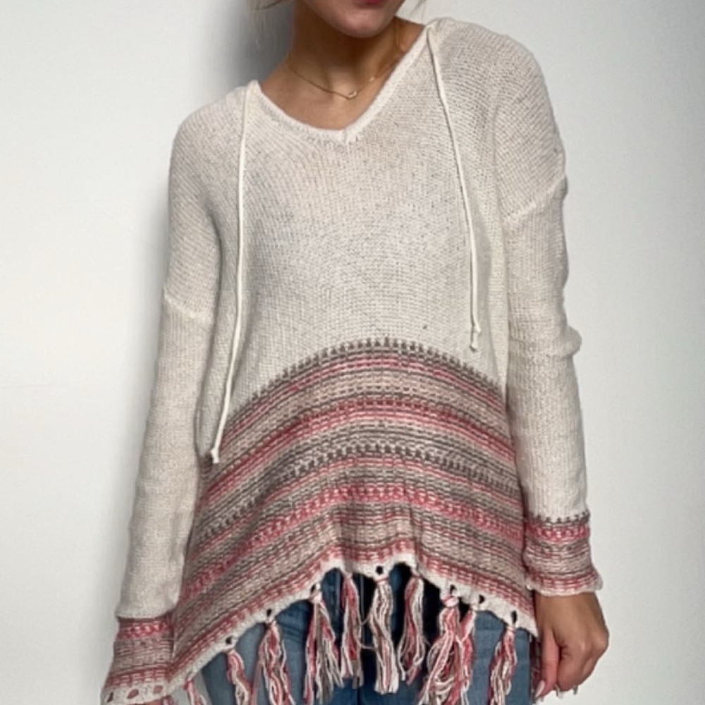 Hooded Sweater w/ Fringe NWT